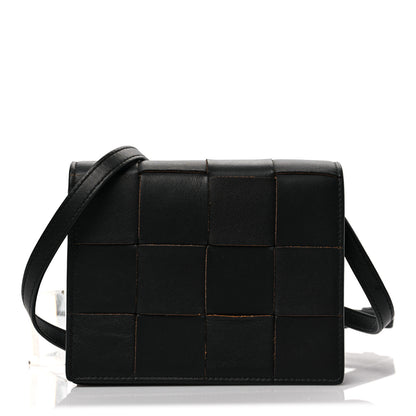 Bottega Veneta Lambskin Maxi Intrecciato Mini Cassette Crossbody Bag Black 1 of 15