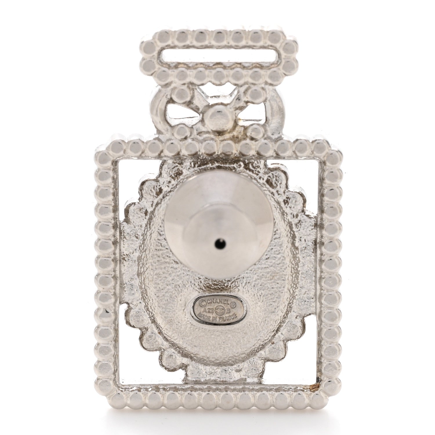 Chanel Crystal CC Perfume Bottle Brooch Black Silver 3 of 6