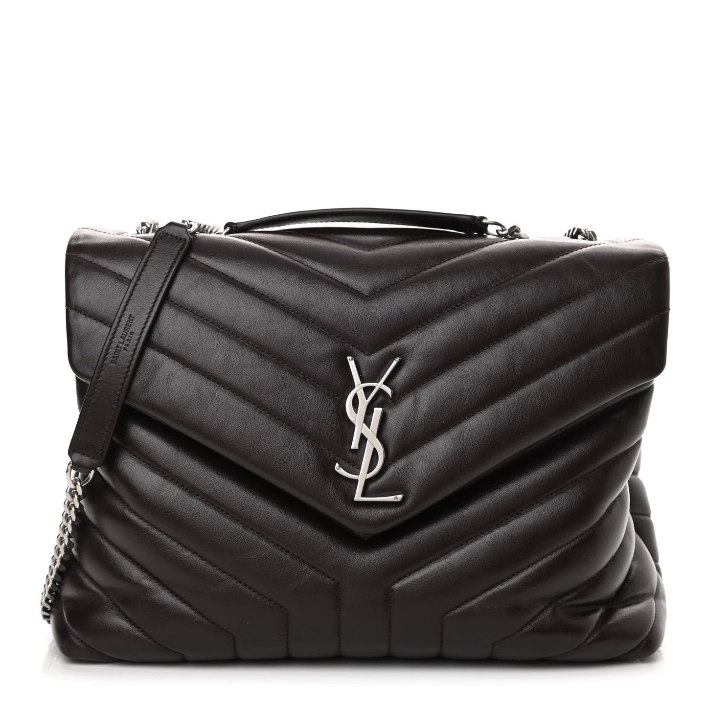 Calfskin Y Quilted Monogram Medium Loulou Chain Satchel Amaranto