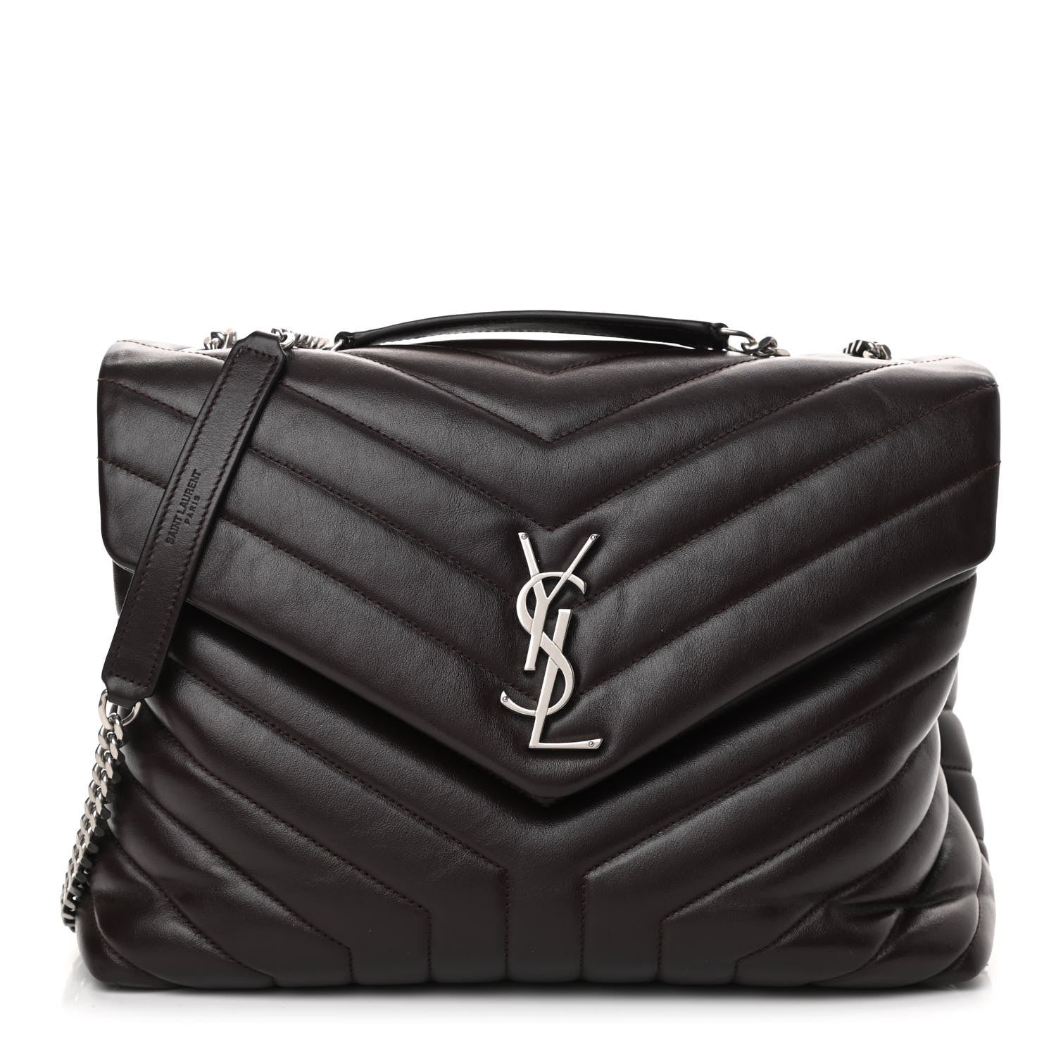 Saint Laurent Calfskin Y Quilted Monogram Medium Loulou Chain Satchel Amaranto 1 of 10