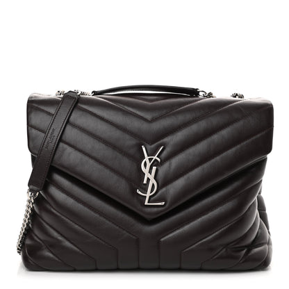 Saint Laurent Calfskin Y Quilted Monogram Medium Loulou Chain Satchel Amaranto 1 of 10