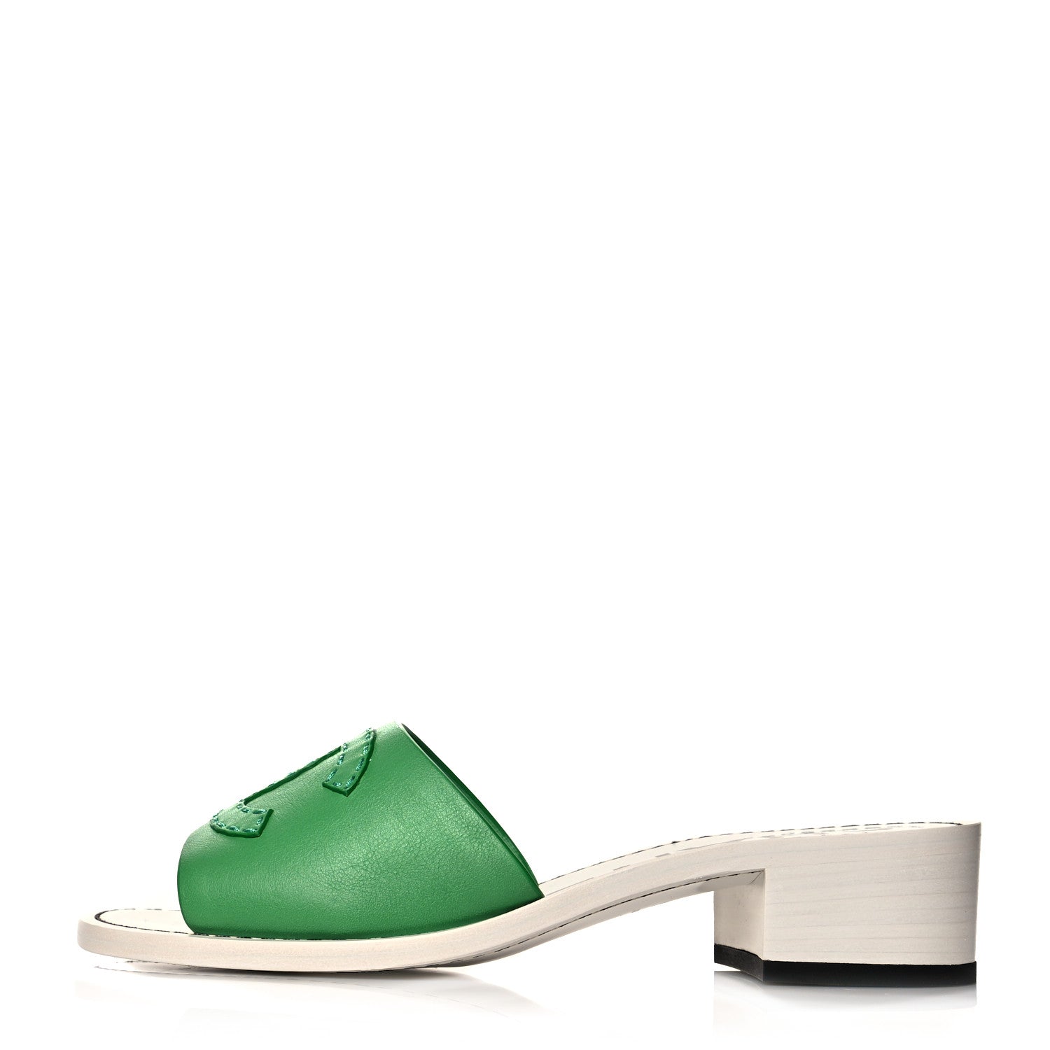 Chanel Calfskin CC Mules 36.5 Green White 1 of 9