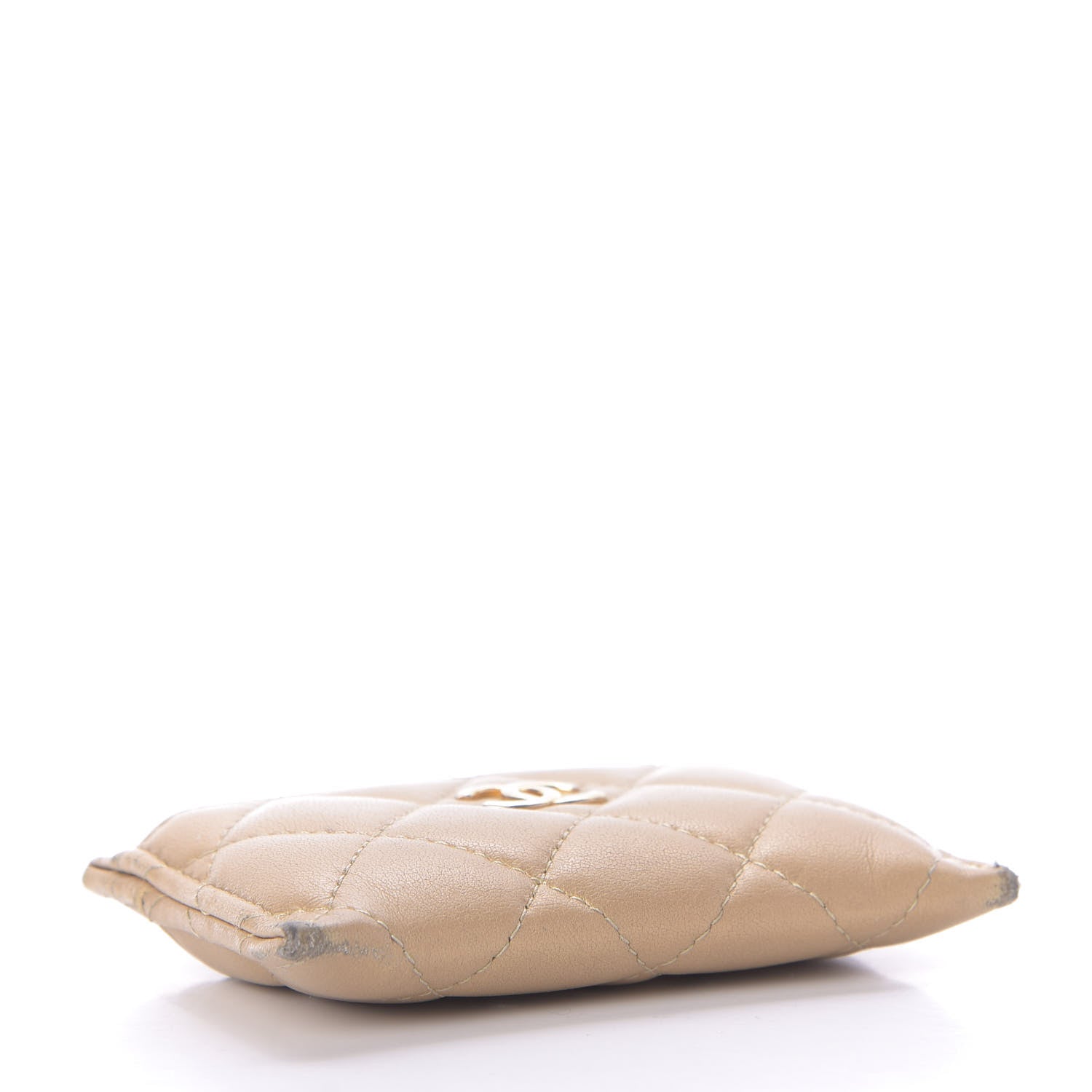 Chanel Metallic Lambskin Quilted Card Holder Beige 4 of 9