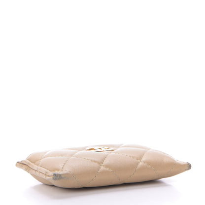 Chanel Metallic Lambskin Quilted Card Holder Beige 4 of 9