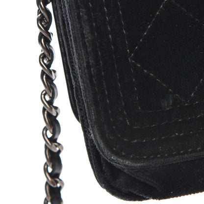 Chanel Velvet Quilted Boy Wallet On Chain WOC Black 10 of 16