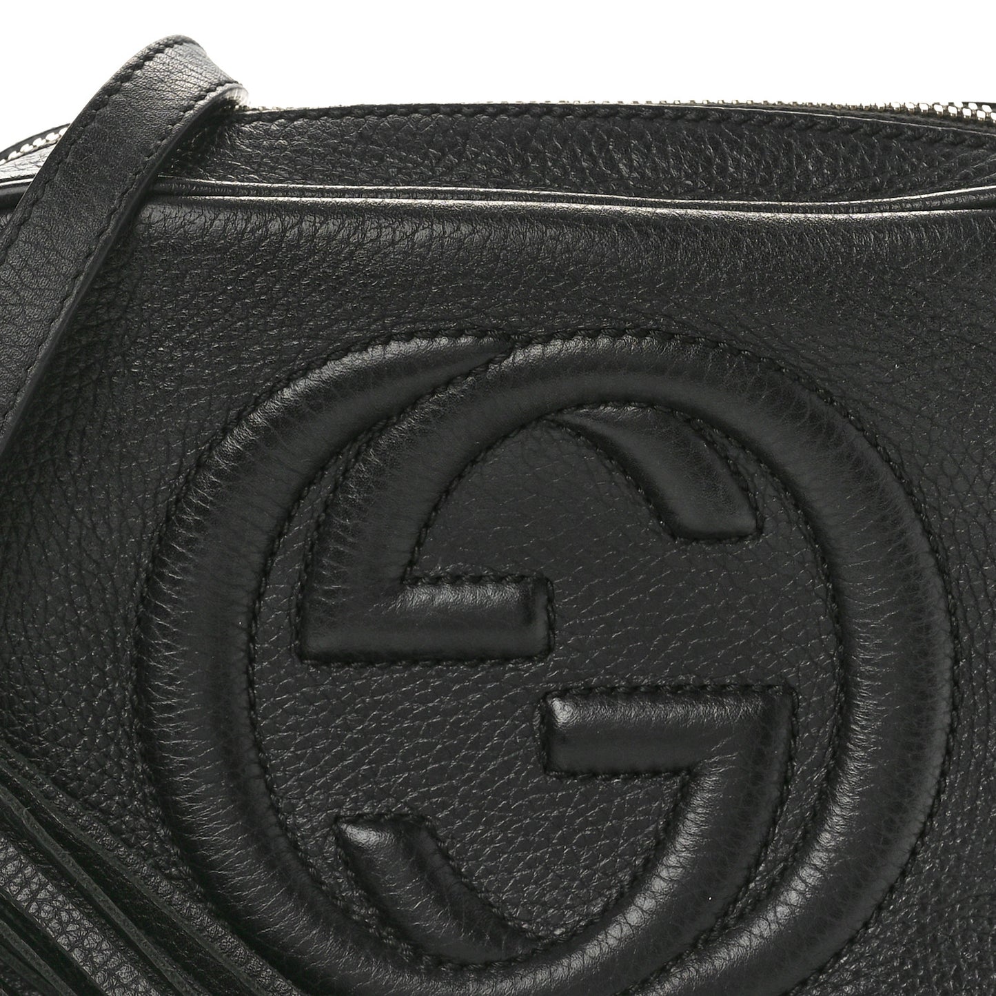 Pebbled Calfskin Small Soho Disco Bag Black