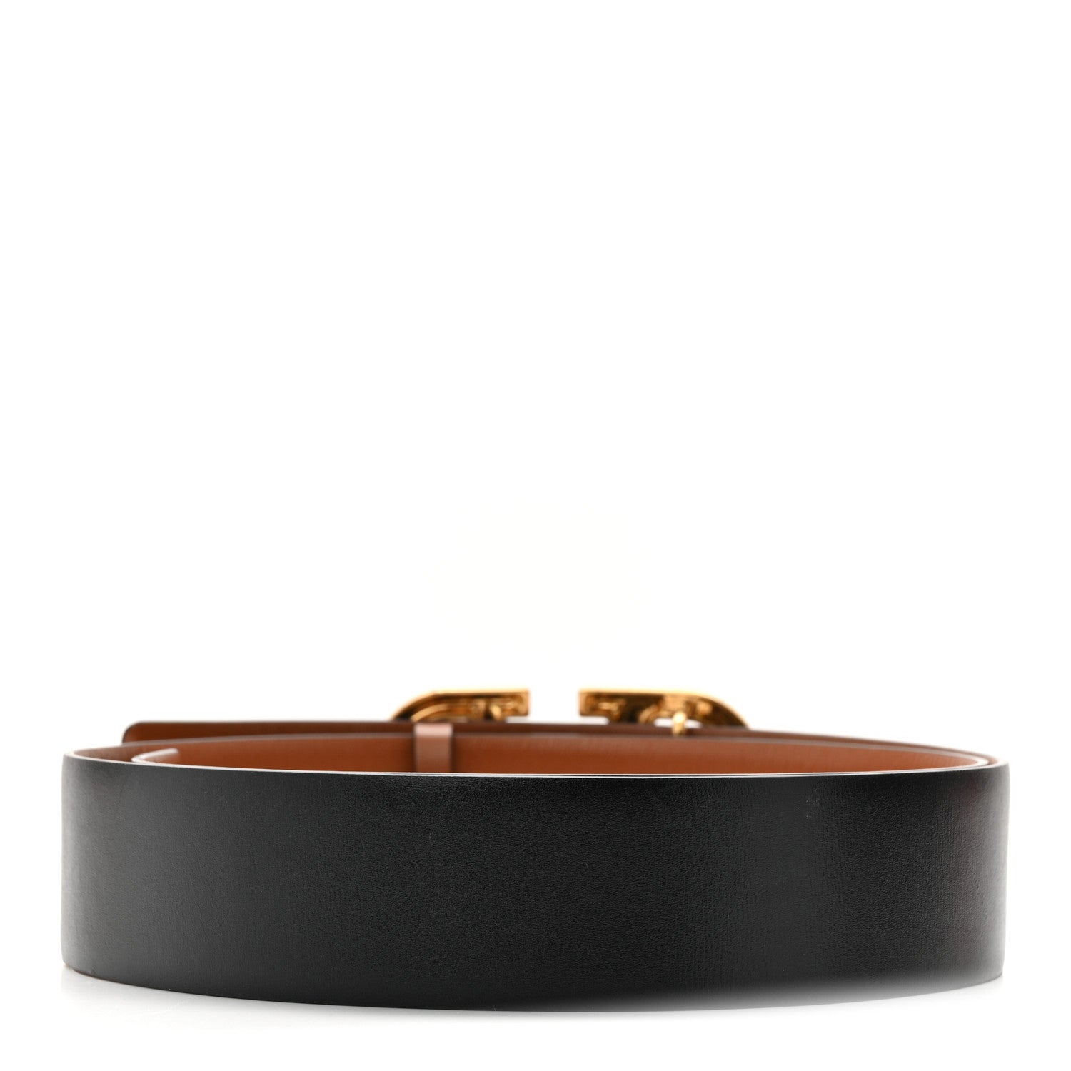 Valentino Garavani Glossy Calfskin VLogo Reversible 40mm Belt 90 36 Saddle Brown Black 3 of 7
