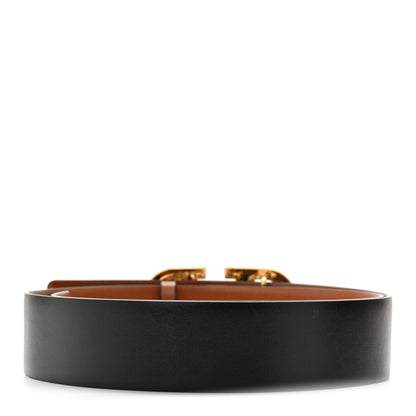 Valentino Garavani Glossy Calfskin VLogo Reversible 40mm Belt 90 36 Saddle Brown Black 3 of 7