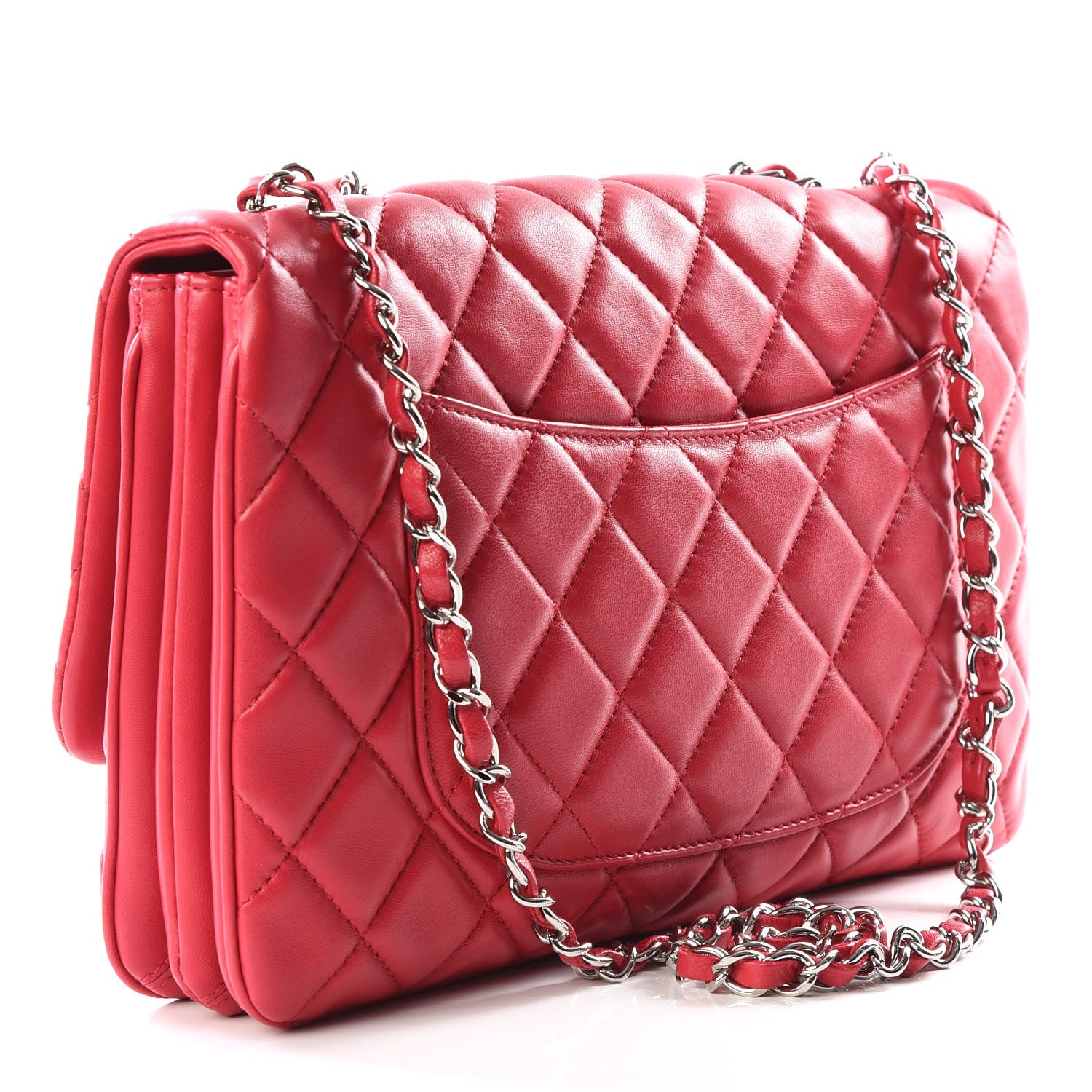 Chanel Lambskin Quilted Jumbo Chanel 3 Flap Dark Pink 2 of 11