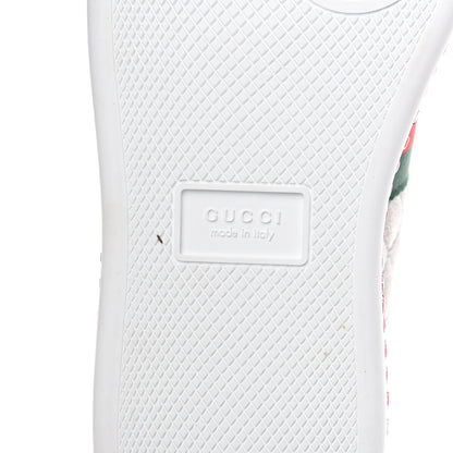 Gucci Laminated Nappa Crystal Web Bee Embroidered Trapuntata Womens Ace Platform Sneakers 37 Argento 6 of 8