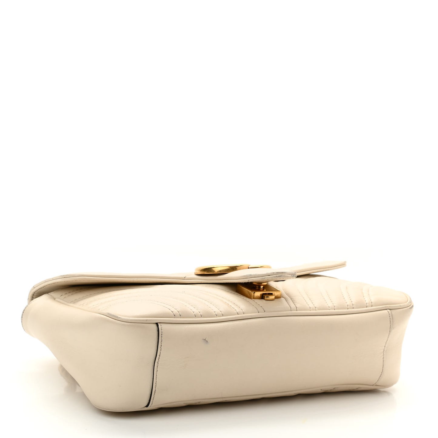 Calfskin Matelasse Small GG Marmont Shoulder Bag White
