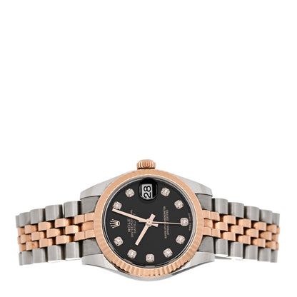 Rolex Stainless Steel 18K Everose Gold Diamond 31mm Oyster Perpetual Datejust Watch Black 178271 2 of 5
