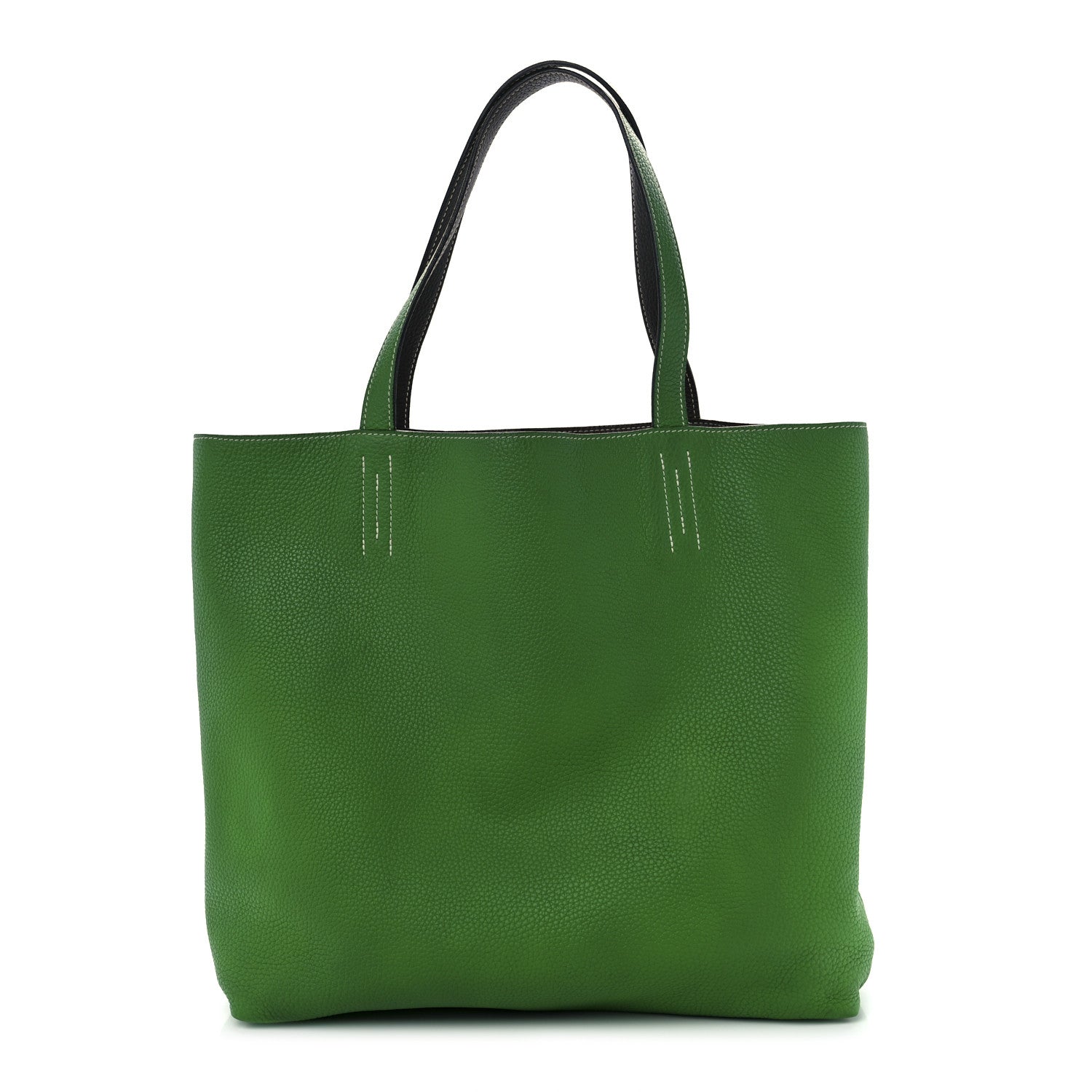 Hermes Taurillon Clemence Double Sens 45 Reversible Tote Bambou Vert Bronze 1 of 8