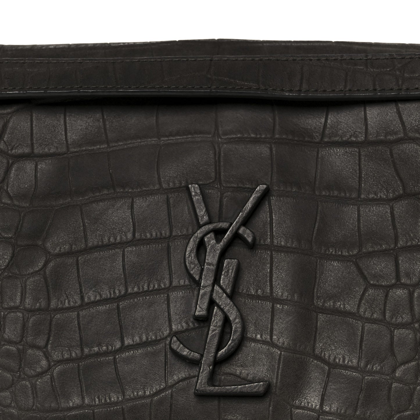 Nubuck Crocodile Embossed Monogram Medium Niki Chain Satchel Wood