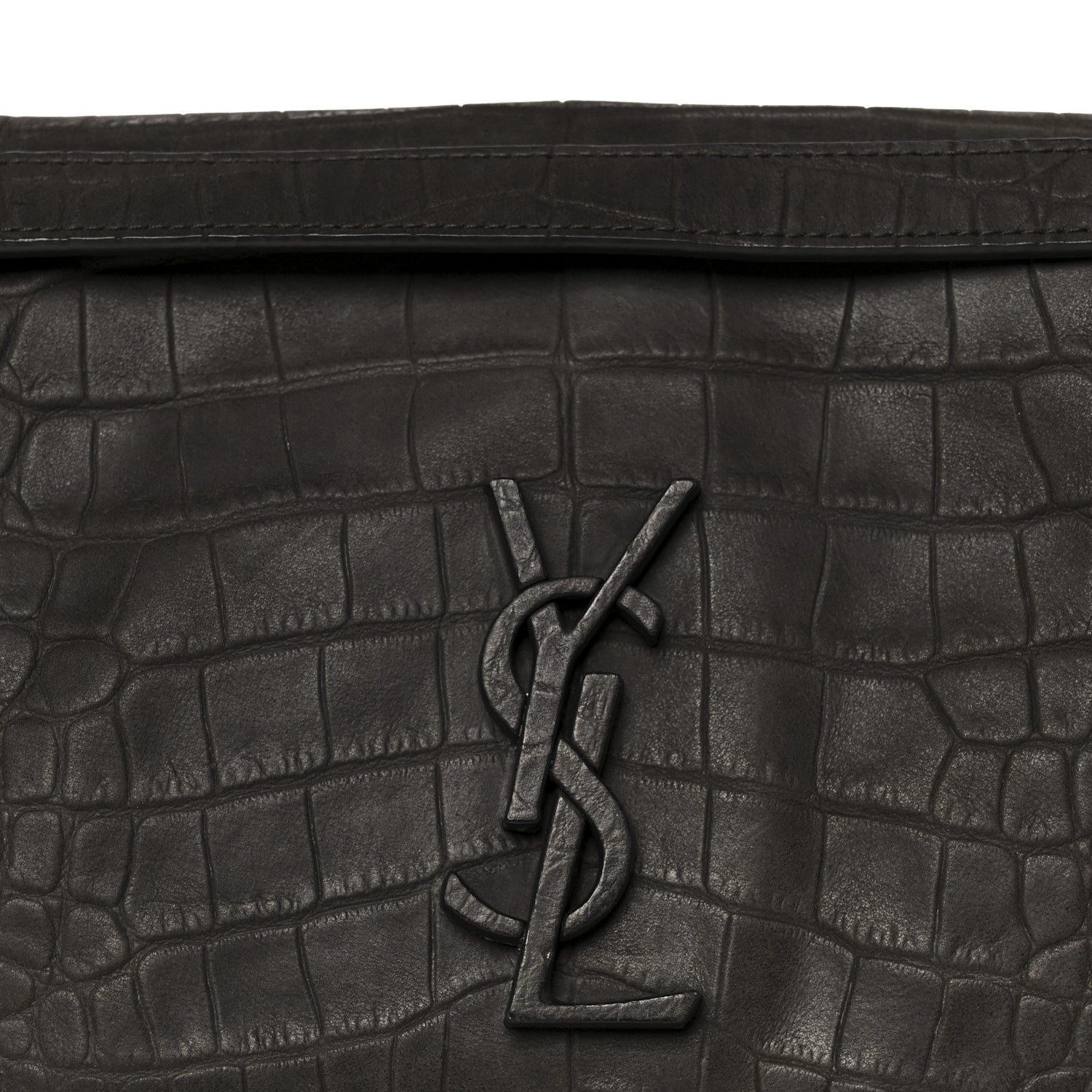 Saint Laurent Nubuck Crocodile Embossed Monogram Medium Niki Chain Satchel Wood 8 of 11