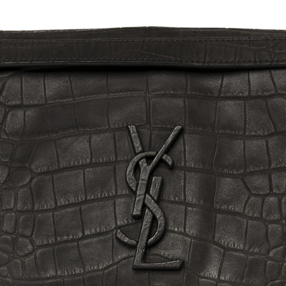Saint Laurent Nubuck Crocodile Embossed Monogram Medium Niki Chain Satchel Wood 8 of 11