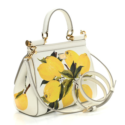 Dolce & Gabbana Dauphine Lemon Print Mini Miss Sicily Satchel White 3 of 10