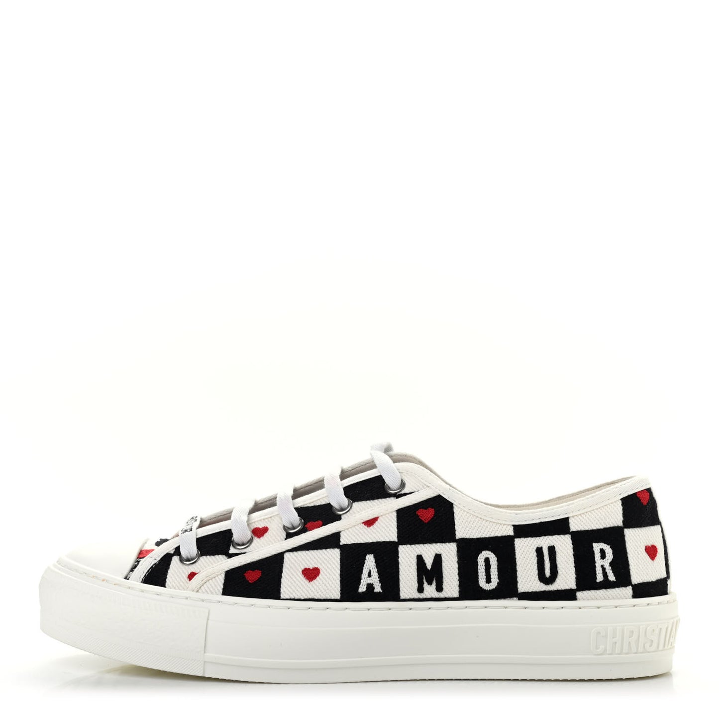Canvas Dioramour Walk'N'Dior Low Top Sneakers 40 White Black Red