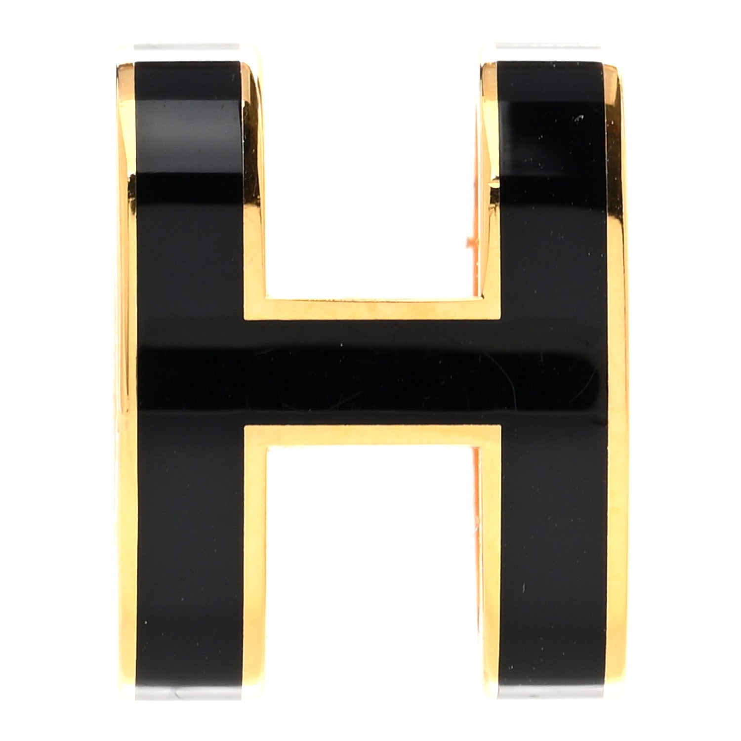 Hermes Lacquered Gold Pop H Pendant Black 1 of 5