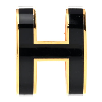 Hermes Lacquered Gold Pop H Pendant Black 1 of 5