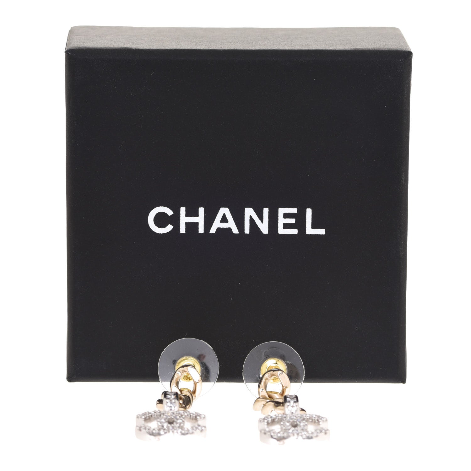 Chanel Crystal CC Chain Drop Earrings Gold 4 of 4