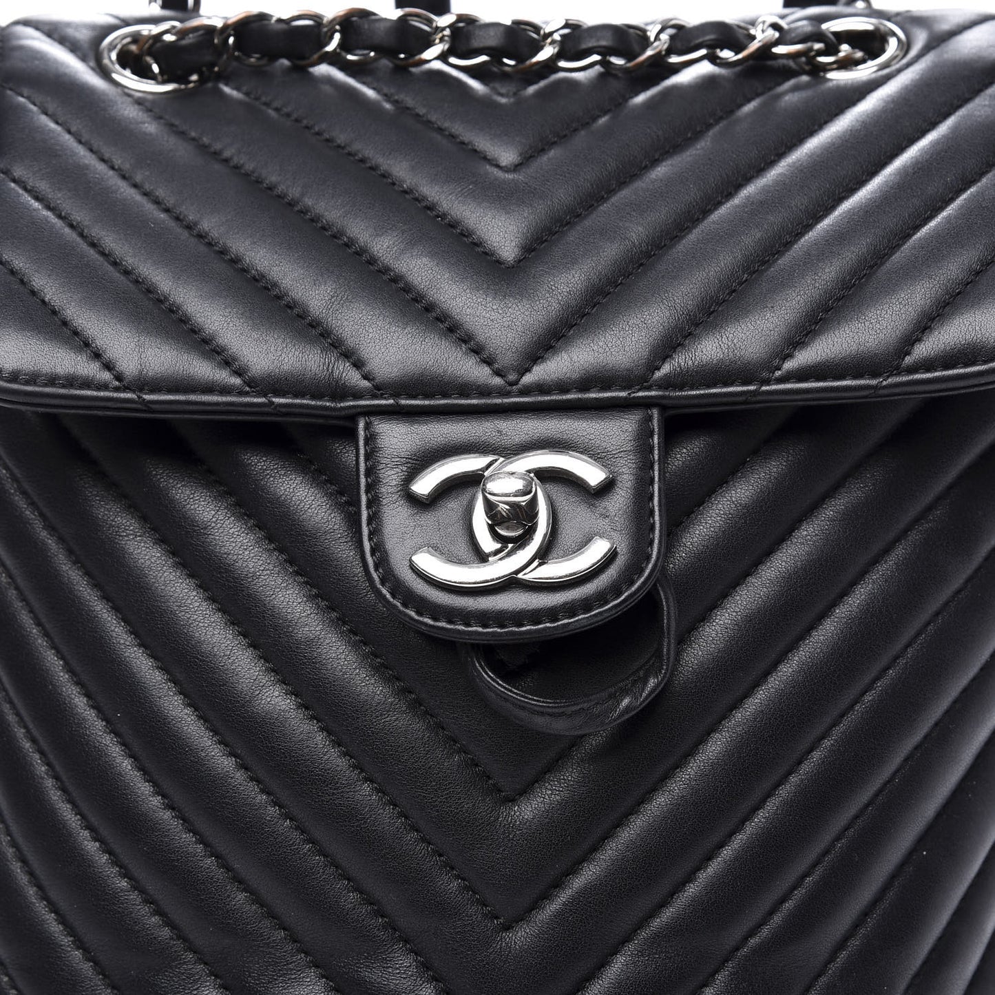 Calfskin Chevron Quilted Small Urban Spirit Backpack Black