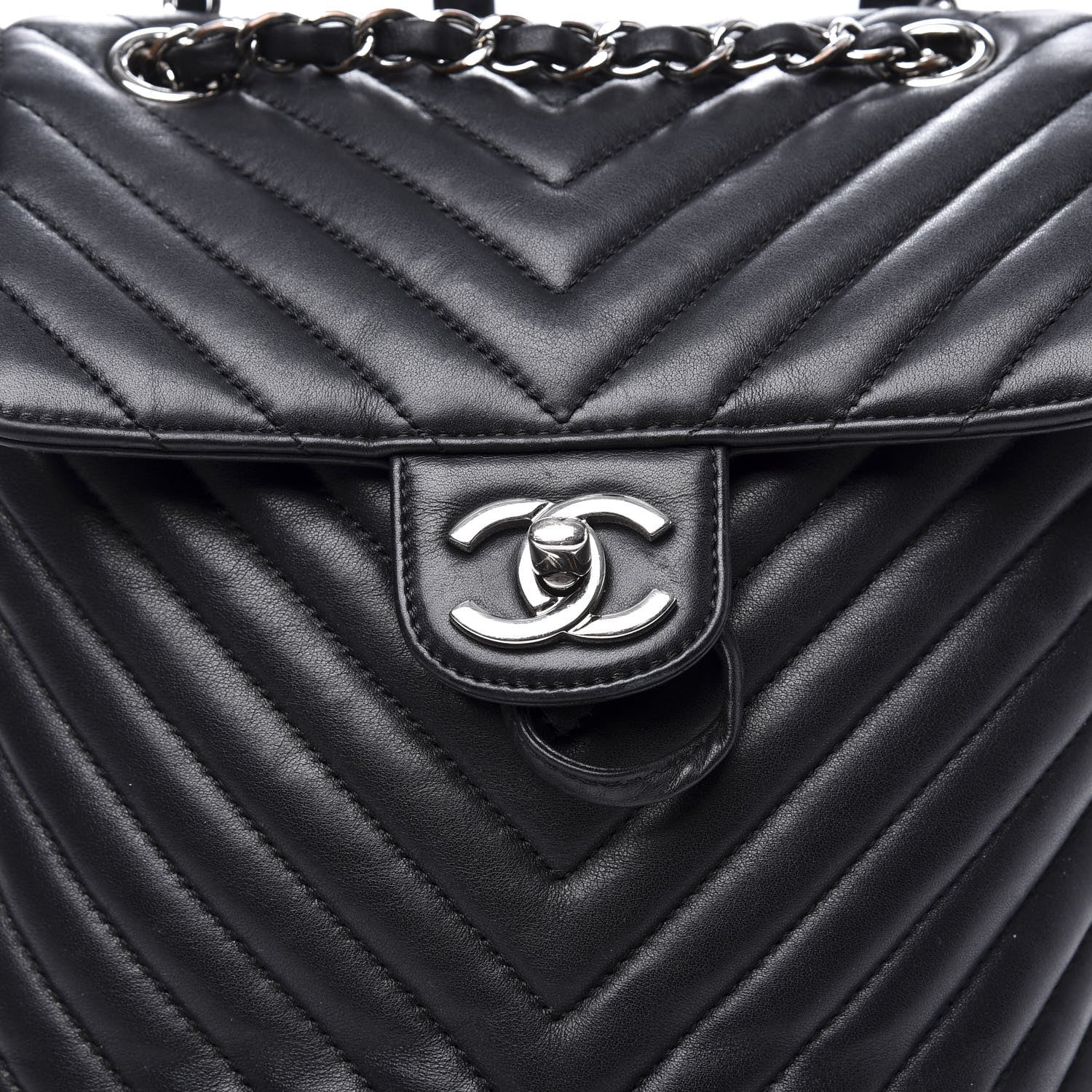 Chanel Calfskin Chevron Quilted Small Urban Spirit Backpack Black 11 of 11