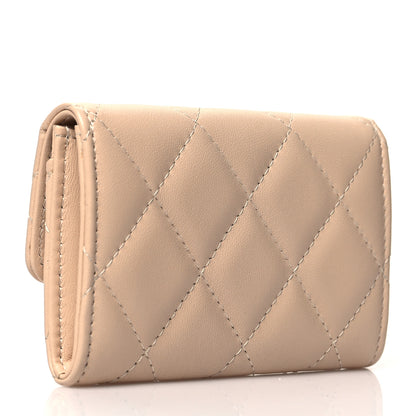 Chanel Lambskin Quilted Flap Card Holder Beige 3 of 12