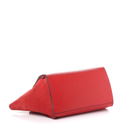 Celine Drummed Calfskin Suede Medium Trapeze Coquelicot 5 of 13