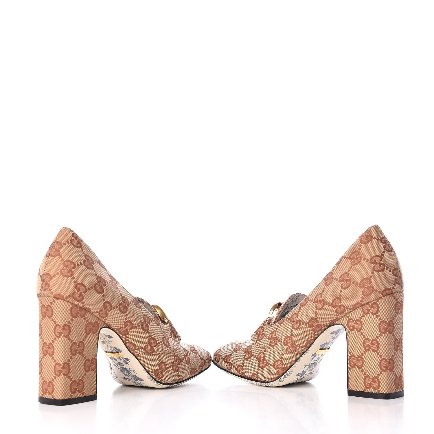 Gucci Monogram GG Victoire 95mm Loafer Pumps 37 Beige Ruggine 6 of 12