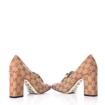 Gucci Monogram GG Victoire 95mm Loafer Pumps 37 Beige Ruggine 6 of 12