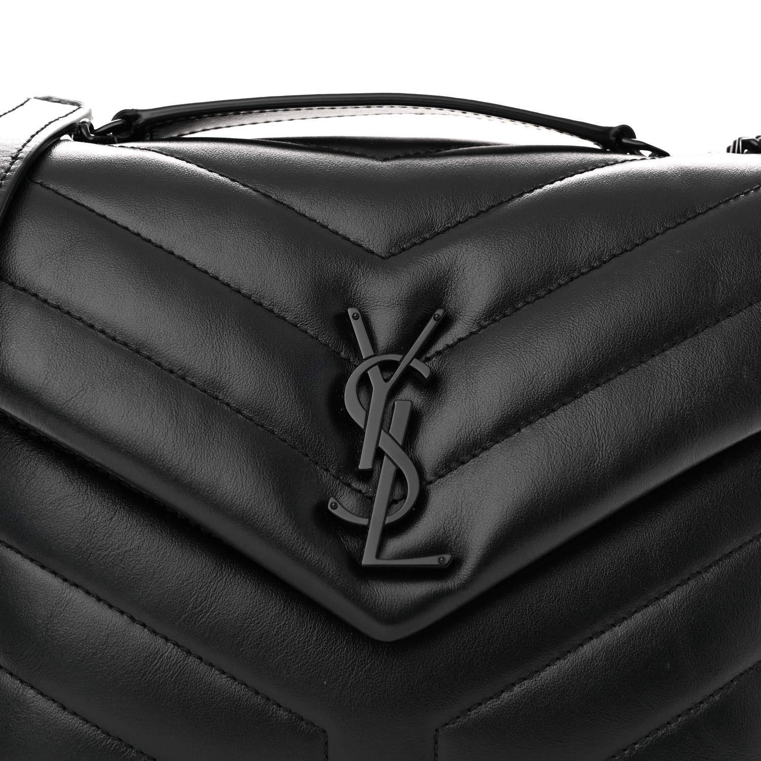 Saint Laurent Calfskin Y Quilted Monogram Monochrome Small Loulou Chain Satchel Black 8 of 10
