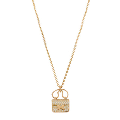 Hermes 18K Rose Gold Diamond Constance Amulette Pendant Necklace 1 of 5