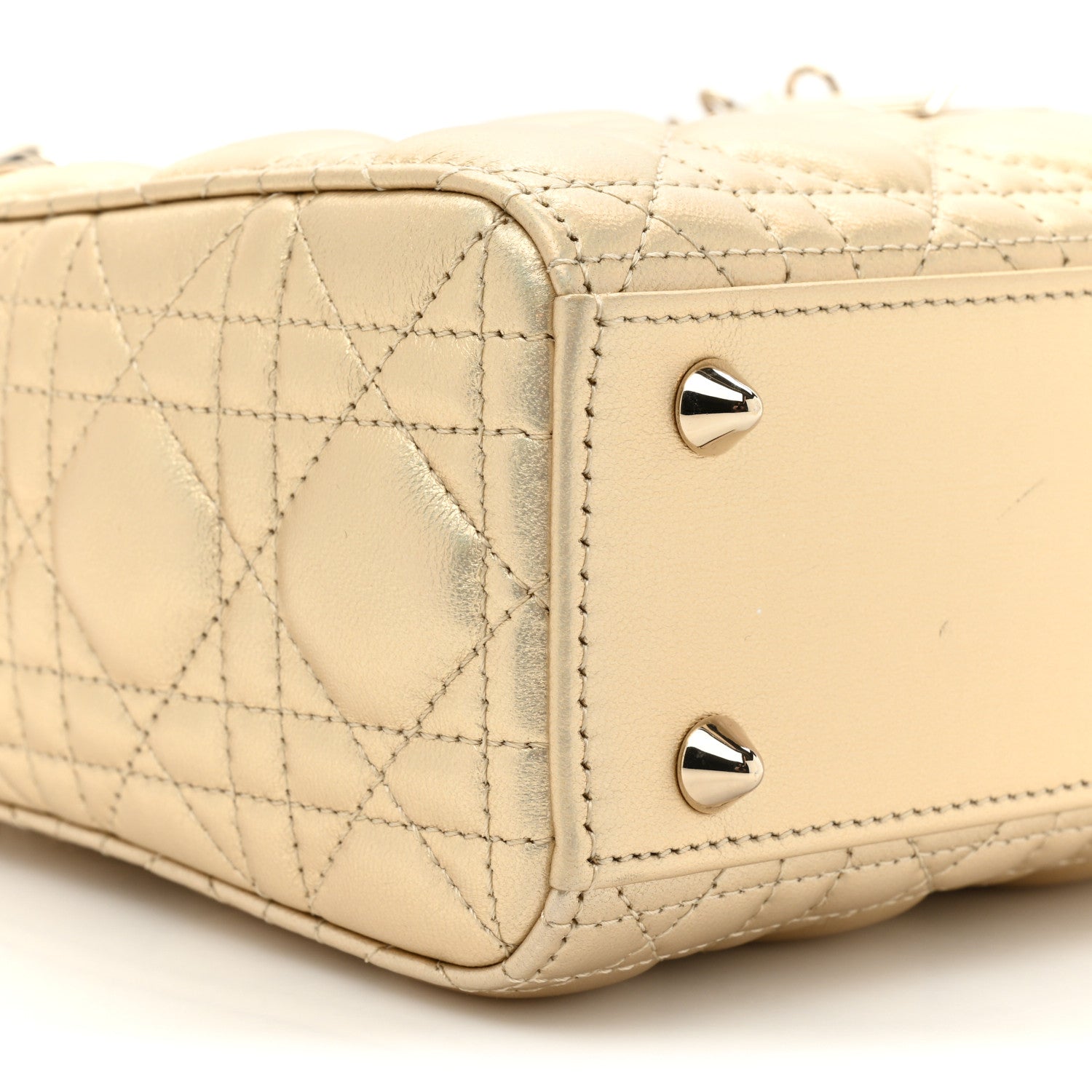 Christian Dior Iridescent Metallic Lambskin Cannage Small My ABCDior Lady Dior Platinum 9 of 12