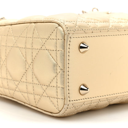 Christian Dior Iridescent Metallic Lambskin Cannage Small My ABCDior Lady Dior Platinum 9 of 12