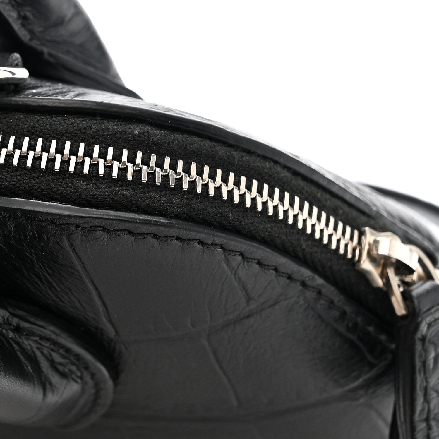 Balenciaga Calfskin Logo Crocodile Embossed XXS Ville Top Handle