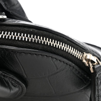 Balenciaga Calfskin Logo Crocodile Embossed XXS Ville Top Handle Bag Black 12 of 12