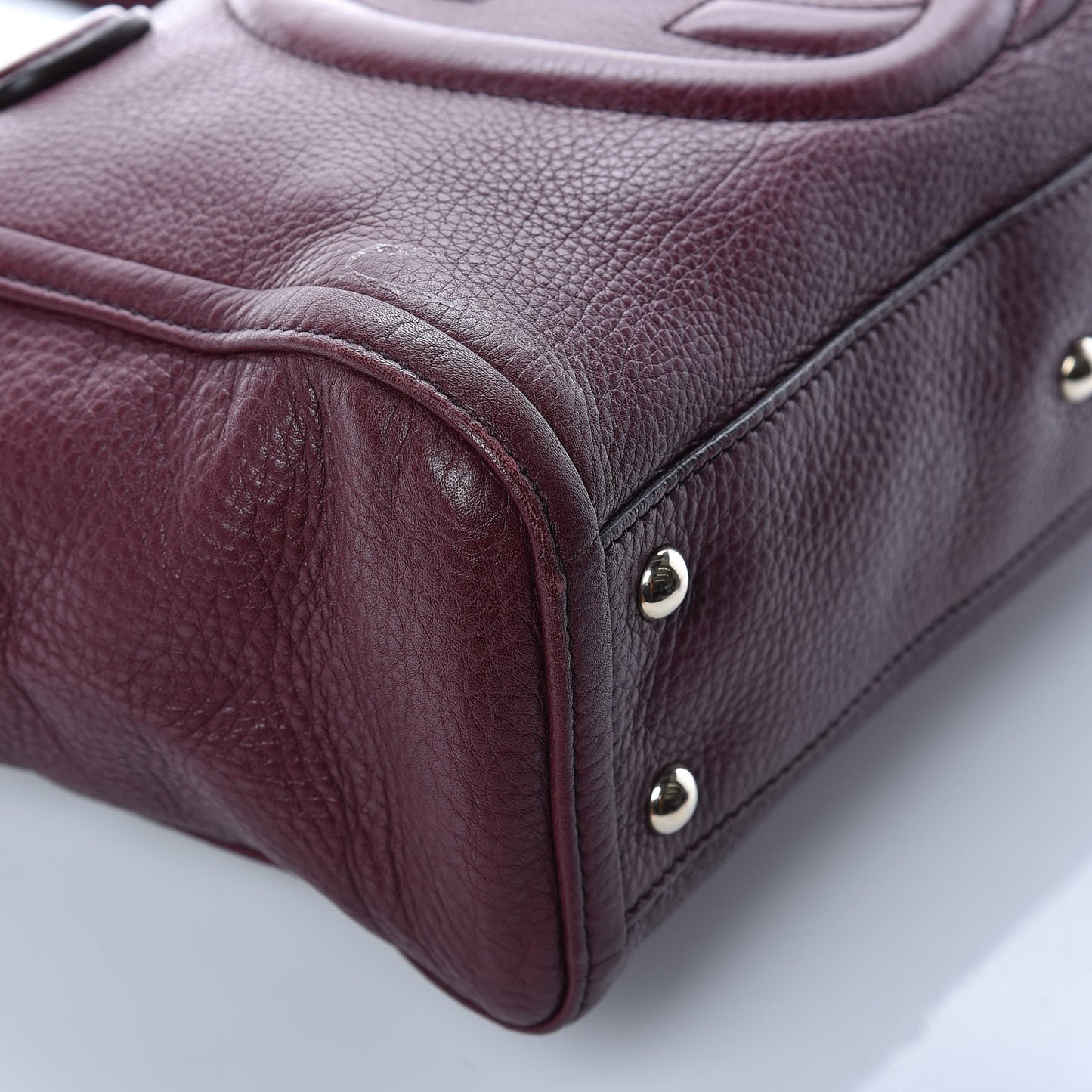 Pebbled Calfskin Small Soho Top Handle Bag Burgundy