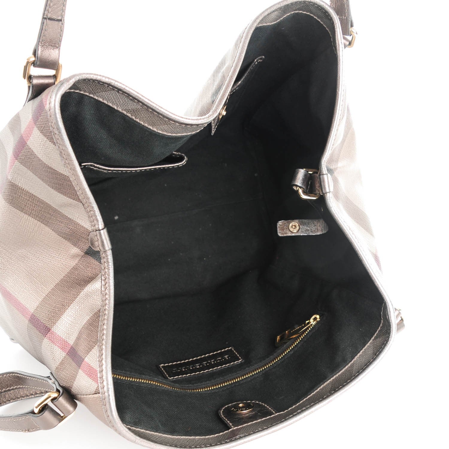Burberry Metallic Nova Check Small Canterbury Tote Silver 5 of 8