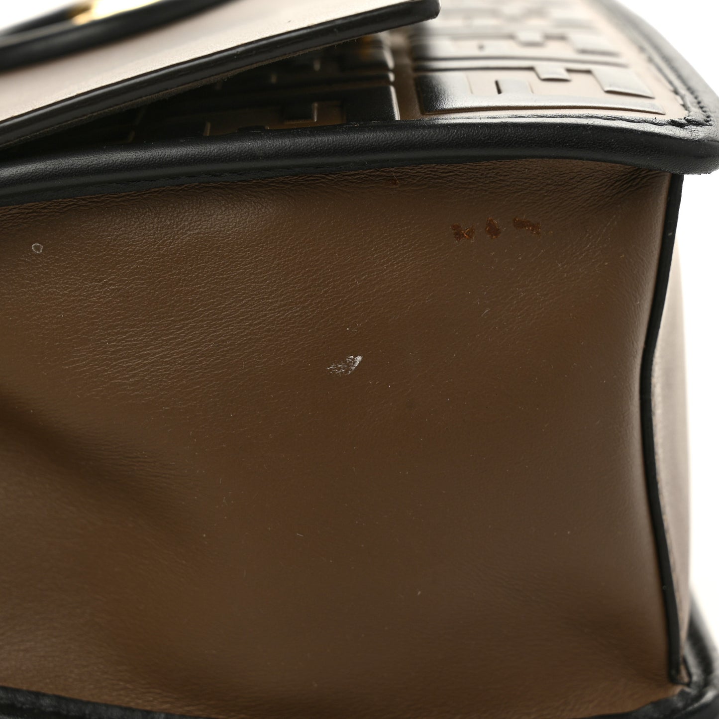 Vitello Century F is Fendi Bi-Color FF 1974 Embossed Kan I Shoulder Bag Maya Black