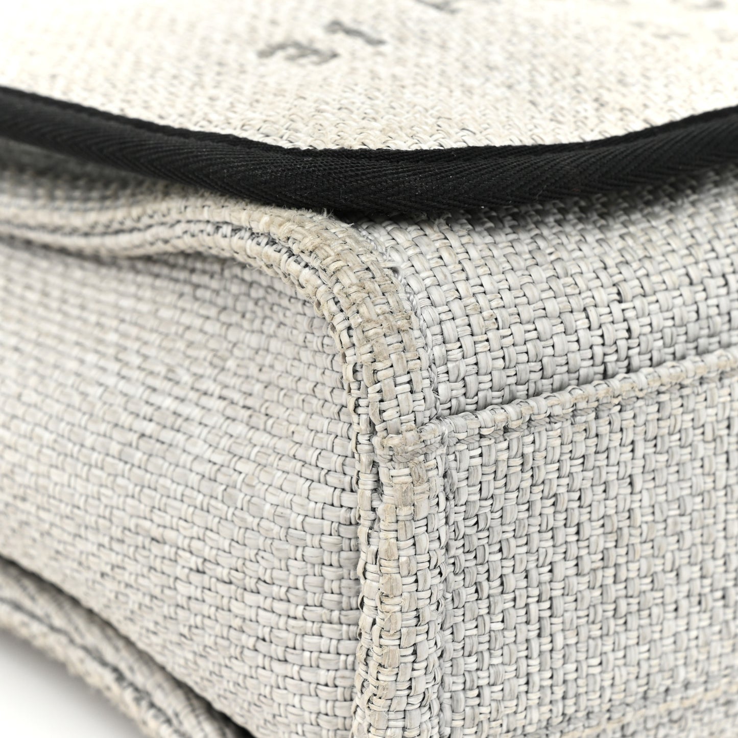 Woven Straw Raffia Small Deauville Messenger Grey