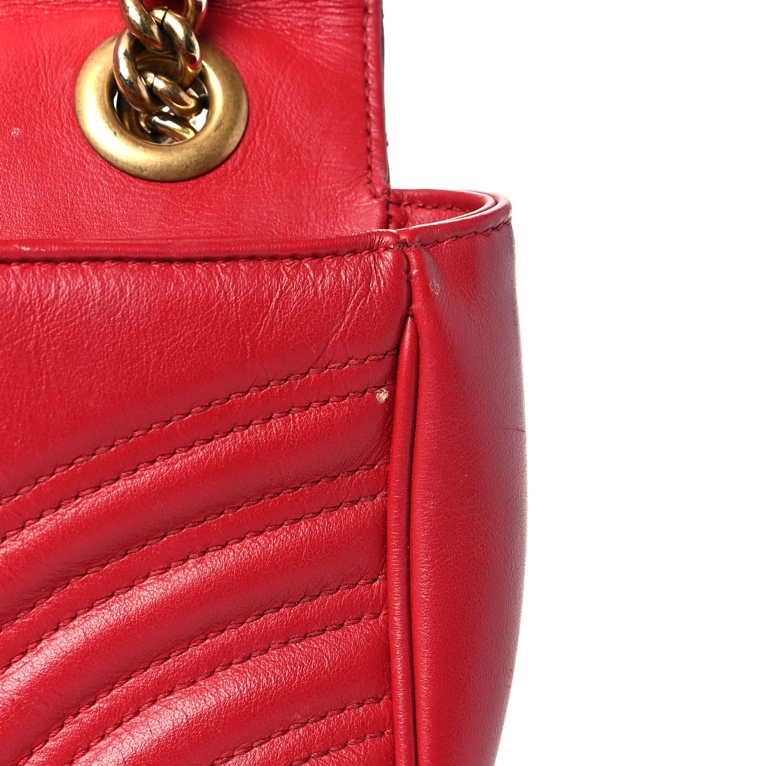 Gucci Calfskin Matelasse Small GG Marmont Shoulder Bag Hibiscus Red 17 of 20