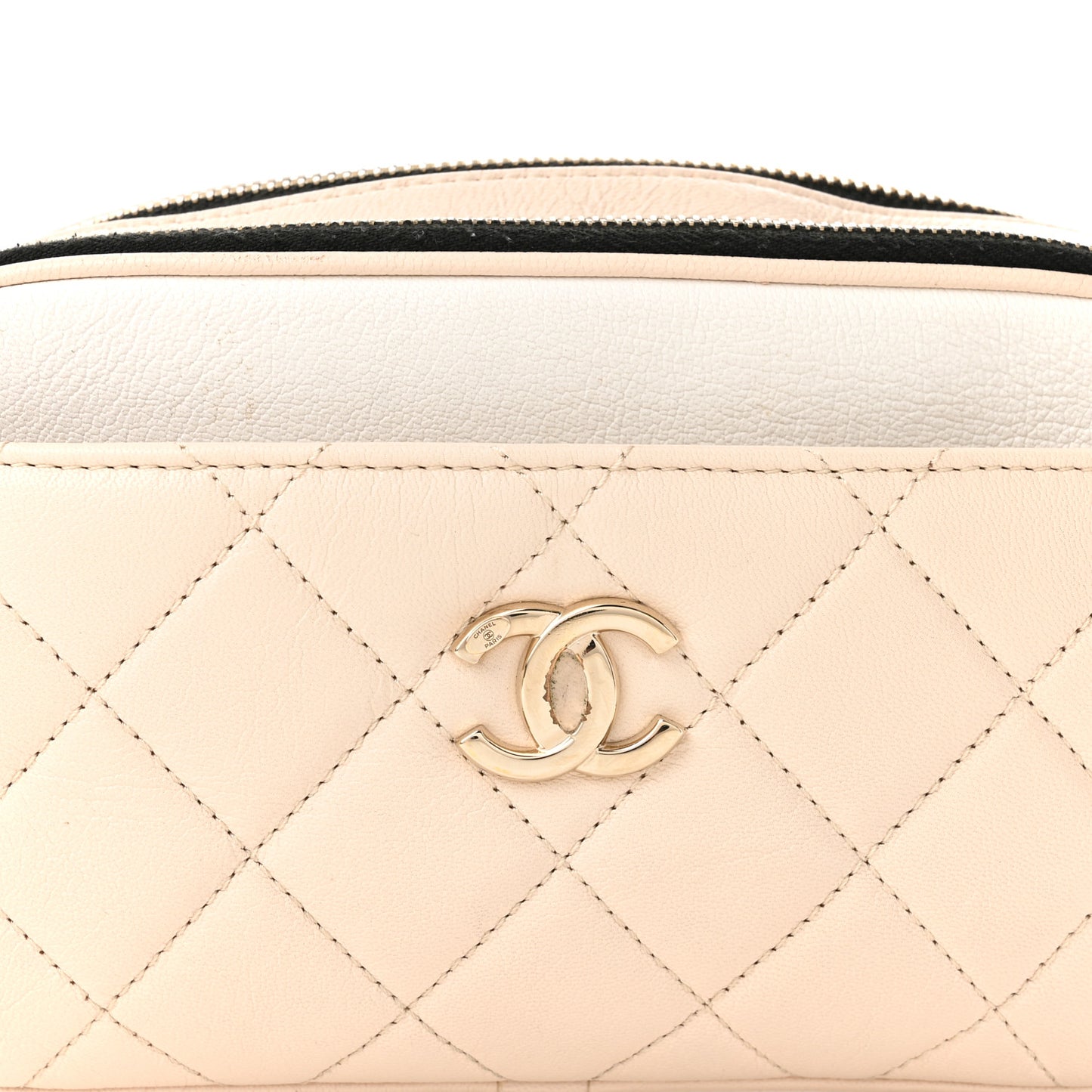 Goatskin Quilted Waist Bag Beige White Black