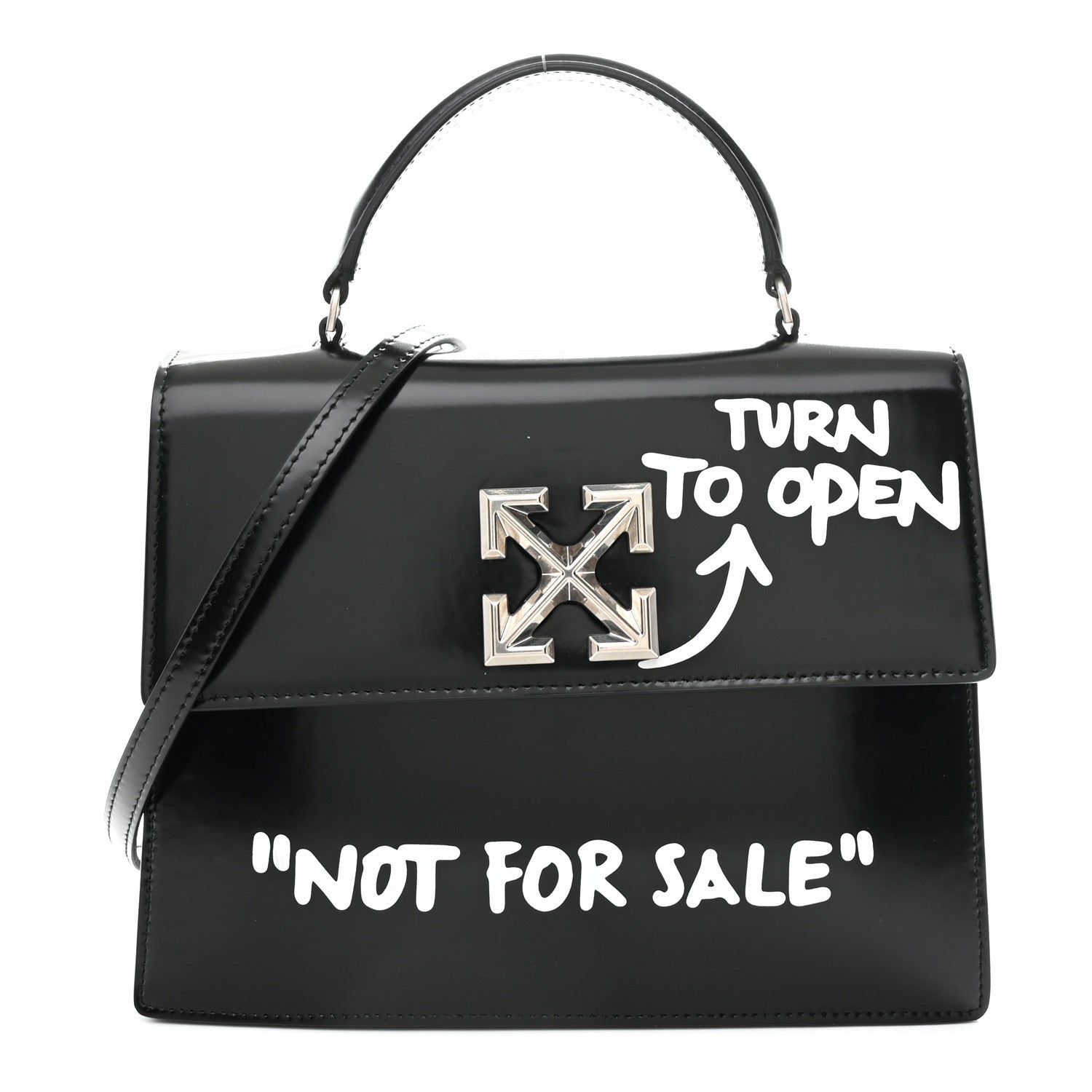 Off-White Calfskin Jitney 2.8 Not For Sale Top Handle Bag Black White 1 of 20