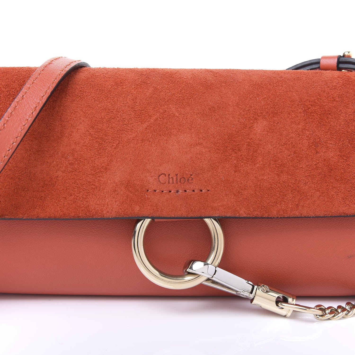 Chloe Suede Calfskin Mini Faye Shoulder Bag Plaid Red 8 of 10