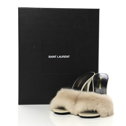 Saint Laurent Mink Calfskin Roy Mule Sandals 36 Cream 10 of 10