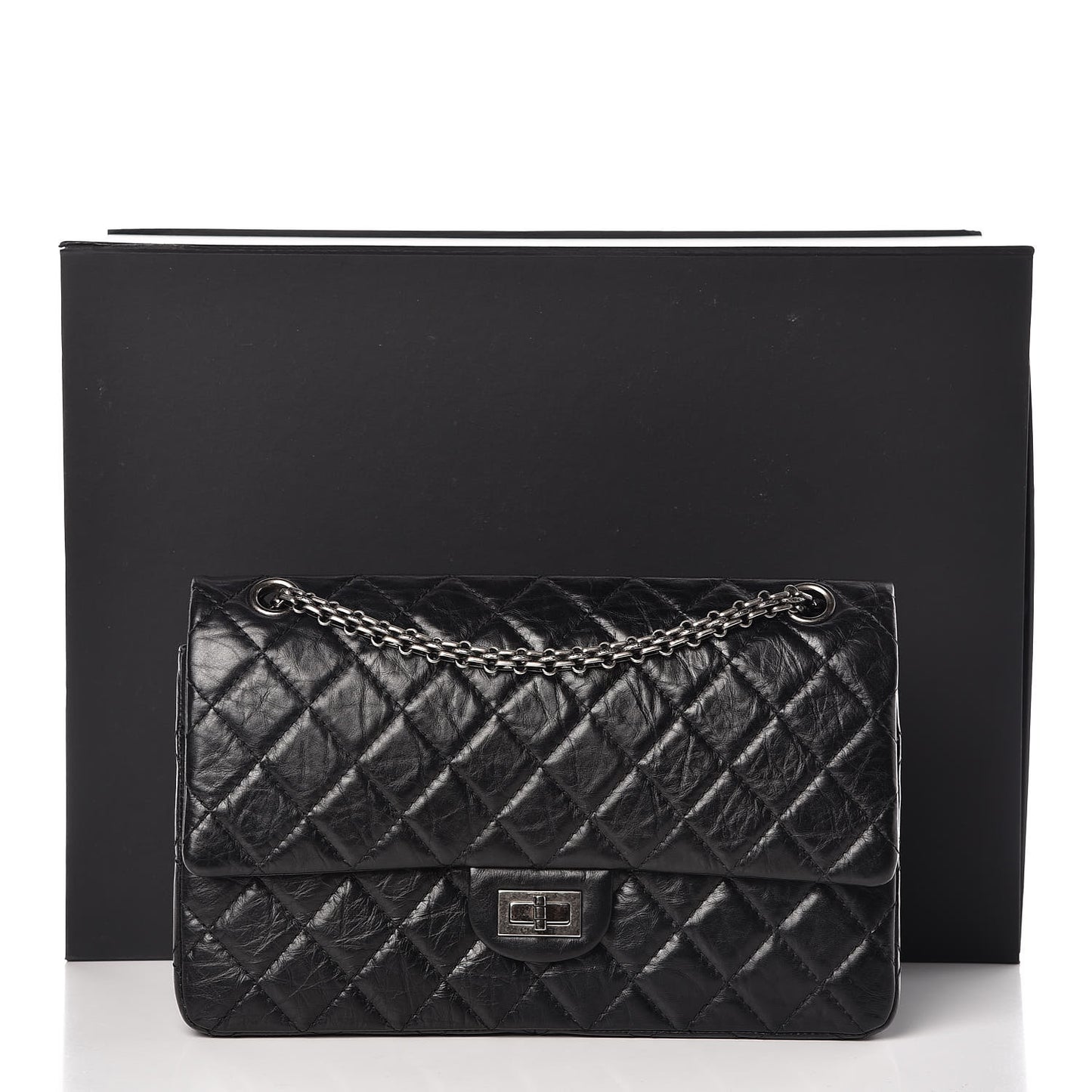 Aged Calfskin Quilted 2.55 Reissue 226 Flap Black