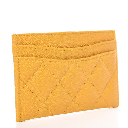 Chanel Caviar Quilted Card Holder Yellow 3 of 9