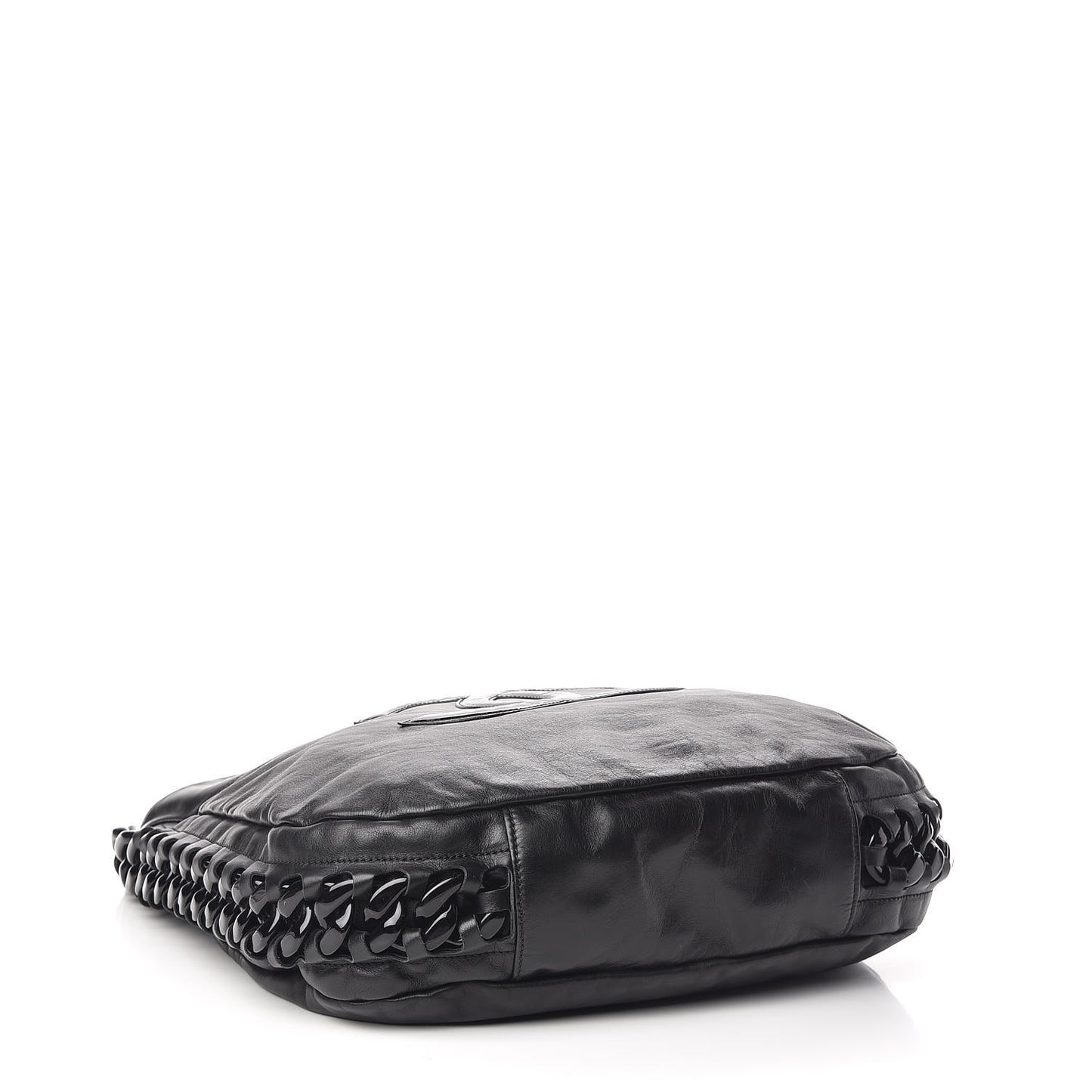 Calfskin Modern Chain Rhodoid Hobo Black