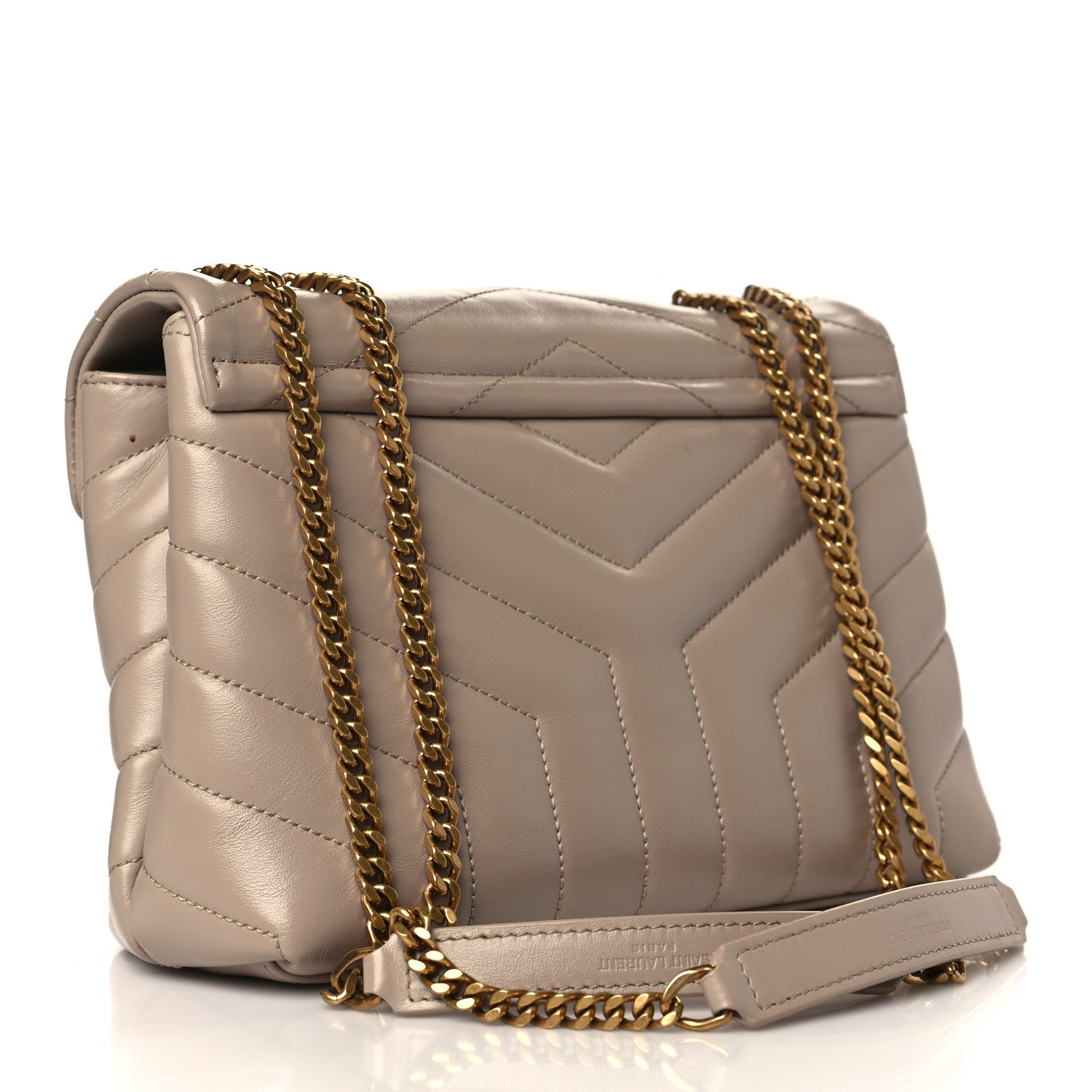 Saint Laurent Calfskin Y Quilted Monogram Small Loulou Chain Satchel Dark Beige 3 of 10